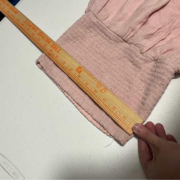 Lovers and Friends Fielle Midi Dress Pink Crinkle Gauze Strapless Smocked XS X1 - Picture 8 of 8